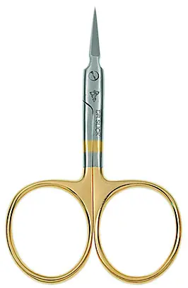 Dr. Slick Arrow Scissor, 3-1/2″, Gold Loops, Straight or Curved SA35G/SAC35G