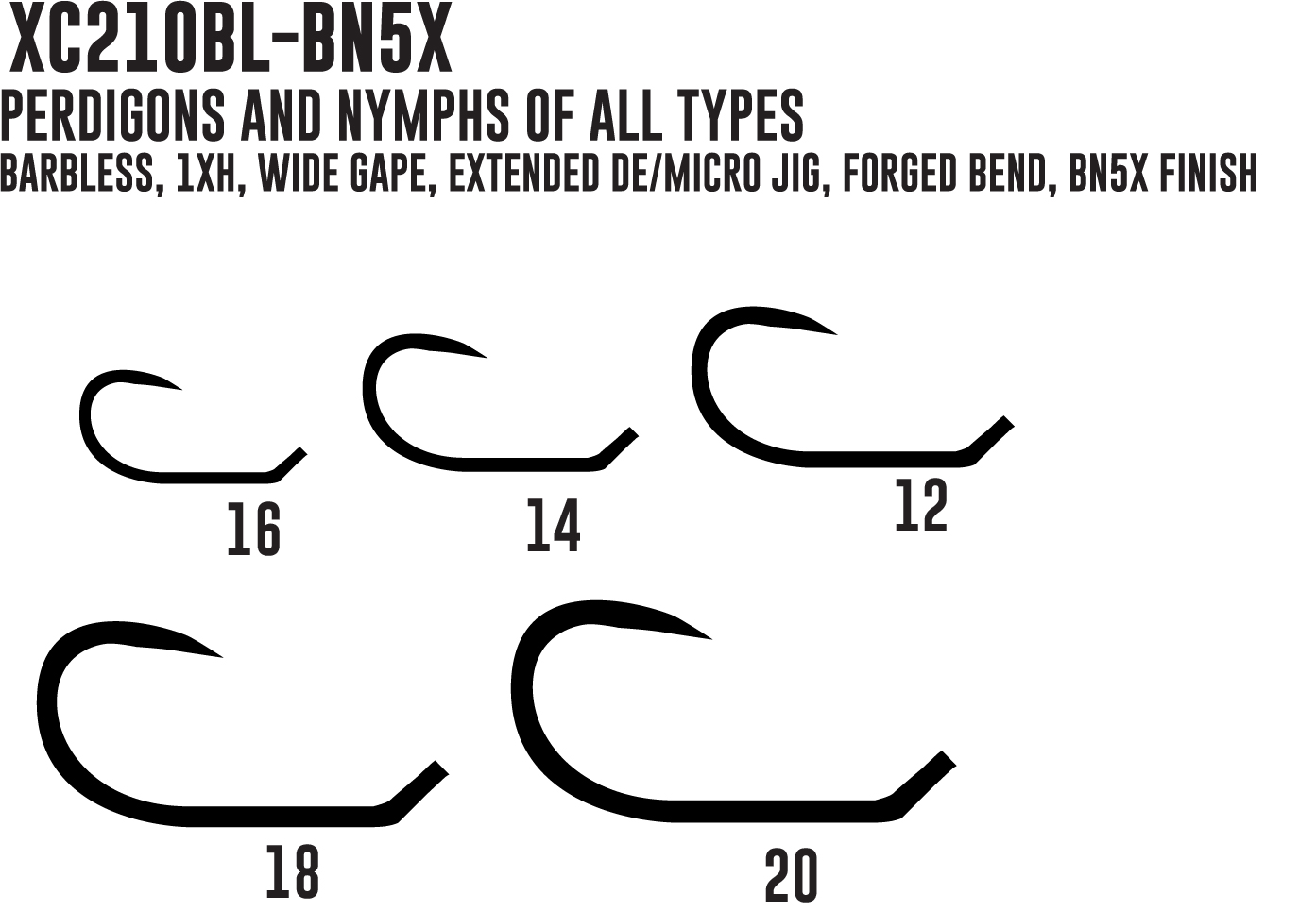 Umpqua X-Series hook XC 210BL-BN (25pack) Perdigon - Image 2