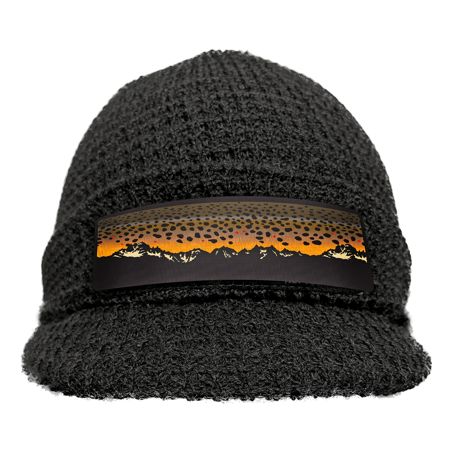 RepYourWater Knit Hat Brimmed, Brown Trout Mountains